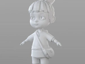 gadis desa kartun Model 3D