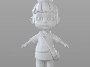 gadis desa kartun Model 3D