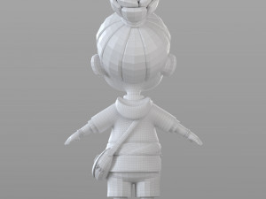cartoon villager girl 3D Model