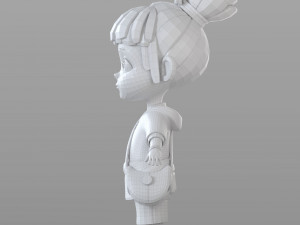 cartoon villager girl 3D Model