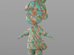 cartoon villager girl 3D Model