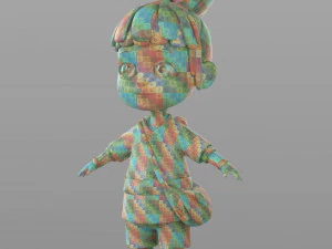 gadis desa kartun Model 3D