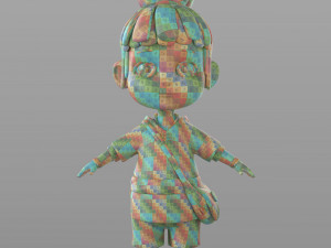 cartoon villager girl 3D Model