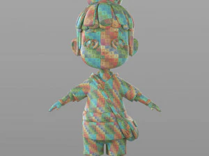 gadis desa kartun Model 3D