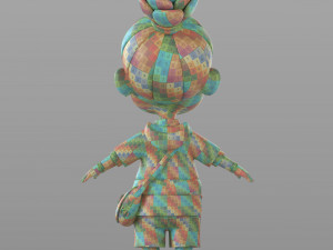 cartoon villager girl 3D Model