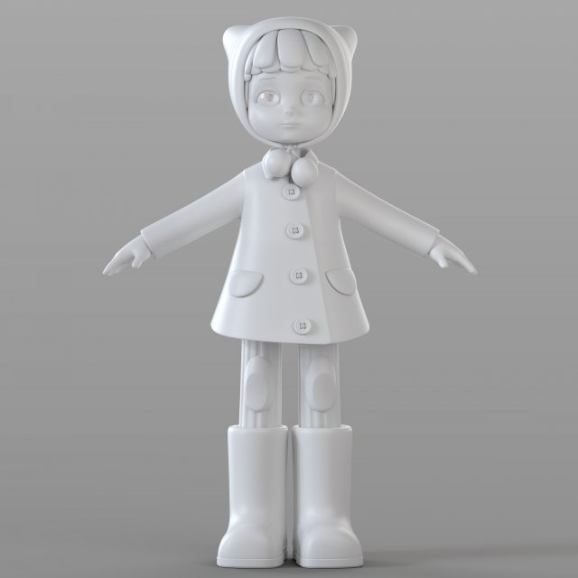 cartoon teen girl winter Model 3D .c4d .max .obj .3ds .fbx .stl .blend