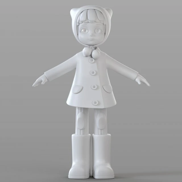 cartoon teen girl winter 3D Model .c4d .max .obj .3ds .fbx .stl .blend