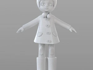 cartoon teen girl winter 3D Model
