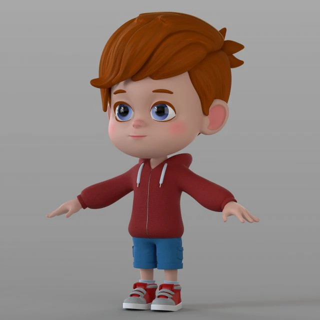 cartoon little boy 3D Model .c4d .max .obj .3ds .fbx .stl .blend 