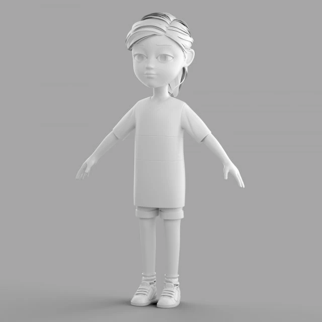 cartoon fangirl 3D Model .c4d .max .obj .3ds .fbx .stl .blend 