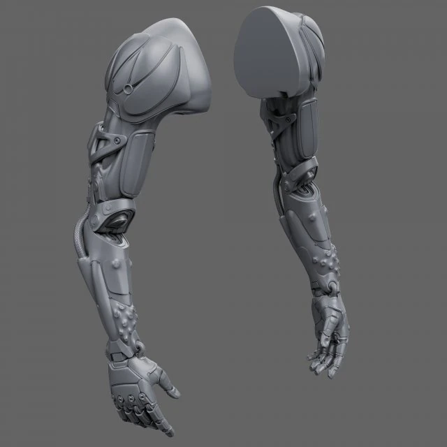 Realistic Cyberpunk Arm Augment 3D Model .c4d .max .obj .3ds .fbx .stl .blend 