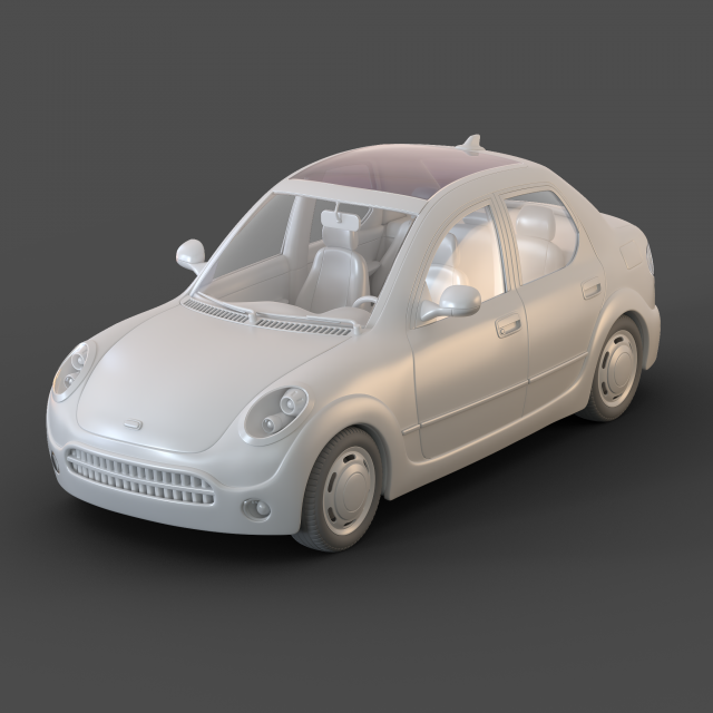 Cartoon Sedan Car 3D 모델 .c4d .max .obj .3ds .fbx .stl .blend 