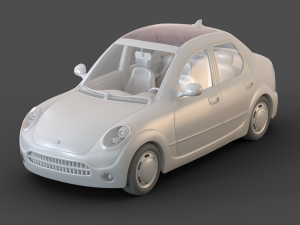 Cartoon Sedan Car 3D Model
