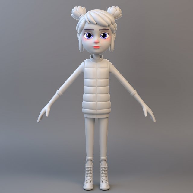 Cartoon Teenage Girl Modelo 3D .c4d .max .obj .3ds .fbx .stl .blend 