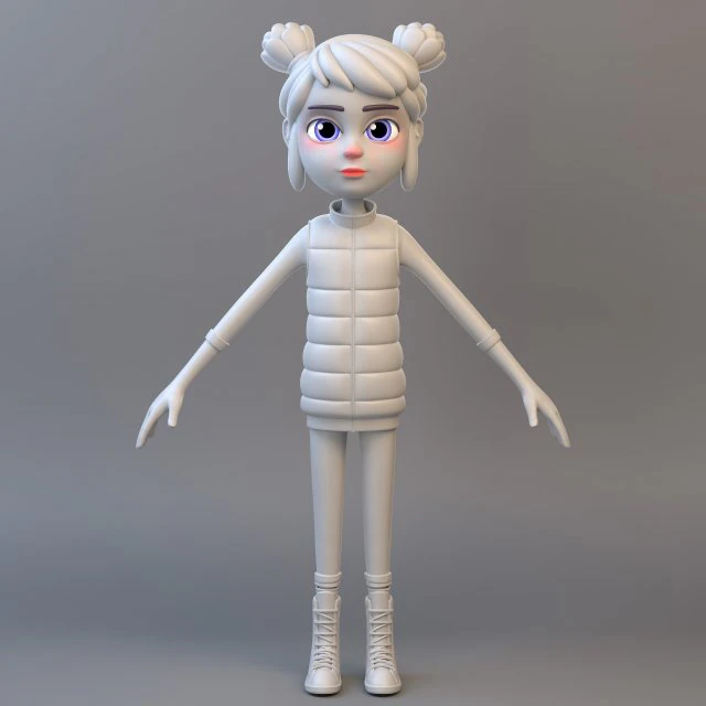 Gadis Remaja Kartun Model 3D .c4d .max .obj .3ds .fbx .stl .blend 