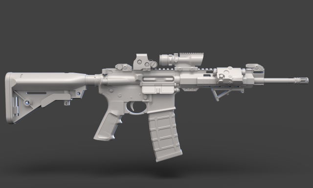 Low Poly Rifle with Parts 3D Model .c4d .max .obj .3ds .fbx .stl .blend 