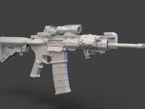 Low Poly Rifle with Parts 3D Model