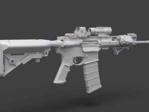 Low Poly Rifle with Parts 3D Model