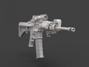 Low Poly Rifle with Parts 3D Model