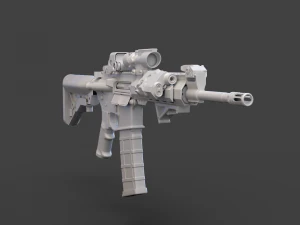 Par&ccedil;alarıyla D&uuml;ş&uuml;k Poli T&uuml;fek 3D Model