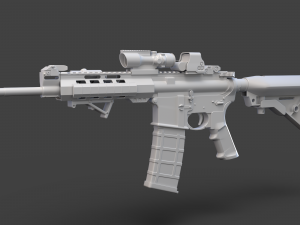 Low Poly Rifle with Parts 3D Model