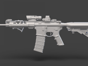 Low Poly Rifle with Parts 3D Model
