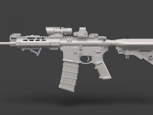 Par&ccedil;alarıyla D&uuml;ş&uuml;k Poli T&uuml;fek 3D Model