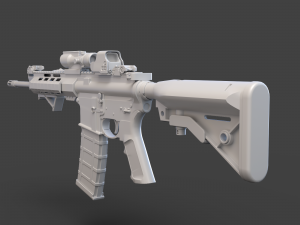 Low Poly Rifle with Parts 3D Model