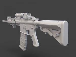 Par&ccedil;alarıyla D&uuml;ş&uuml;k Poli T&uuml;fek 3D Model