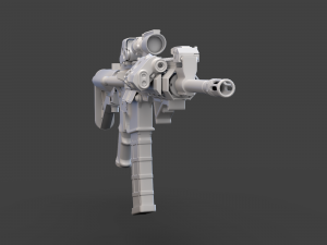 Low Poly Rifle with Parts 3D Model