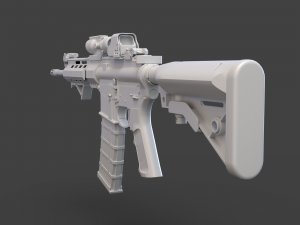 Low Poly Rifle with Parts 3D Model