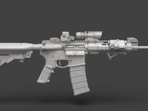 Par&ccedil;alarıyla D&uuml;ş&uuml;k Poli T&uuml;fek 3D Model