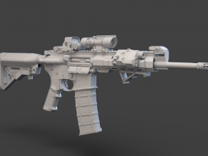 Low Poly Rifle with Parts 3D Model