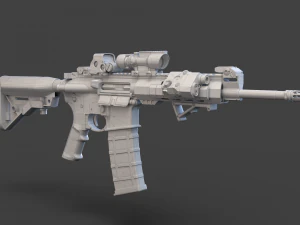 Par&ccedil;alarıyla D&uuml;ş&uuml;k Poli T&uuml;fek 3D Model