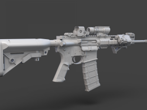 Low Poly Rifle with Parts 3D Model