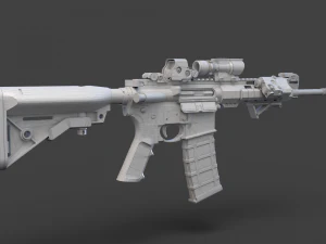 Par&ccedil;alarıyla D&uuml;ş&uuml;k Poli T&uuml;fek 3D Model