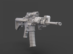 Low Poly Rifle with Parts 3D Model