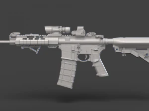 Par&ccedil;alarıyla D&uuml;ş&uuml;k Poli T&uuml;fek 3D Model