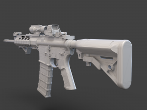 Low Poly Rifle with Parts 3D Model