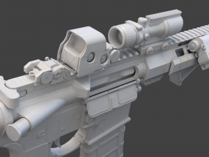 Low Poly Rifle with Parts 3D Model