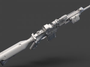 Low Poly Rifle with Parts 3D Model