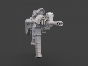 Low Poly Rifle with Parts 3D Model