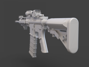 Low Poly Rifle with Parts 3D Model