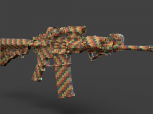 Low Poly Rifle with Parts 3D Model