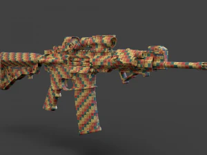 Par&ccedil;alarıyla D&uuml;ş&uuml;k Poli T&uuml;fek 3D Model