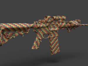 Low Poly Rifle with Parts 3D Model