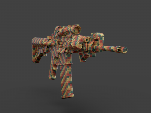 Low Poly Rifle with Parts 3D Model