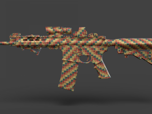 Low Poly Rifle with Parts 3D Model