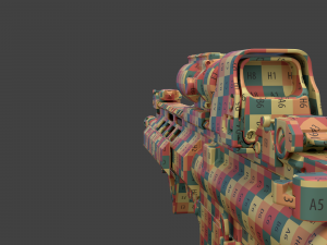 Low Poly Rifle with Parts 3D Model