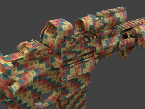 Low Poly Rifle with Parts 3D Model